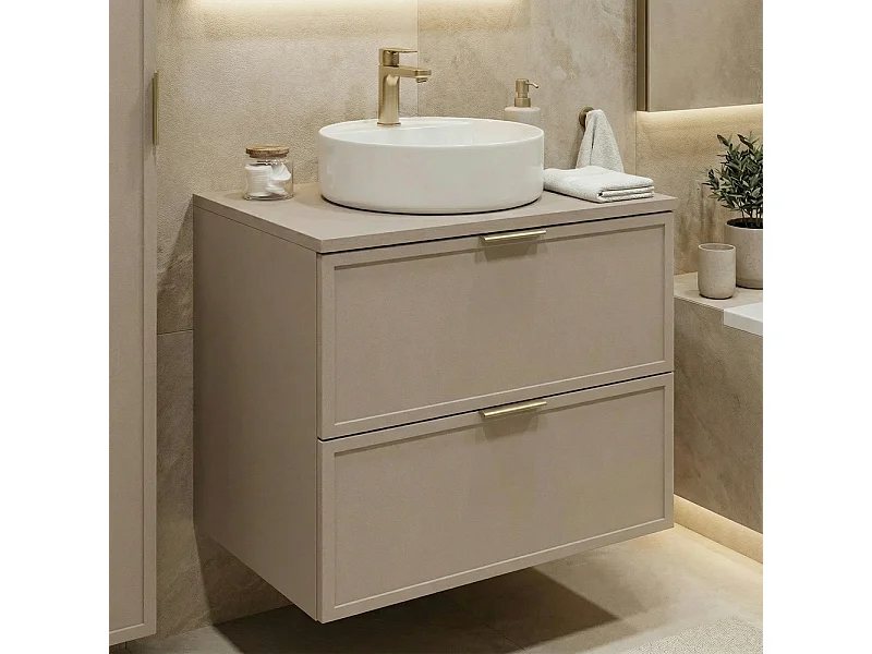 Armario de cachemira para lavabo con encimera de 60 cm. Frentes con marco Roma.