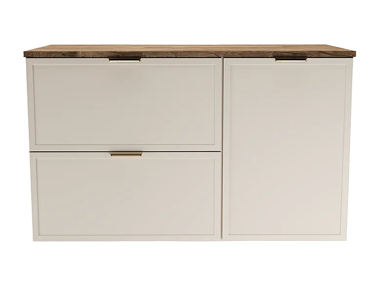 Armario bajo lavabo con cesto para la ropa sucia 100 cm Frentes Marco Roble Nogal / Cachemira Roma