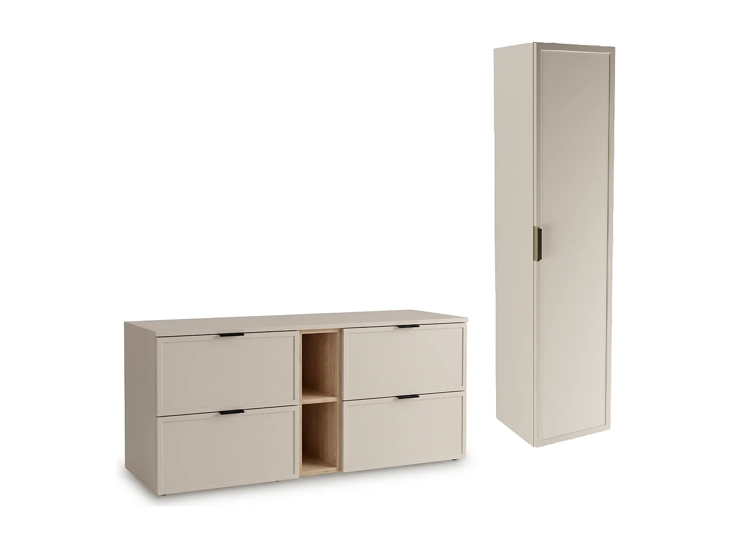 Conjunto de baño de cachemira 140 cm Armario con encimera Estantería Columna Frentes Marco Roma