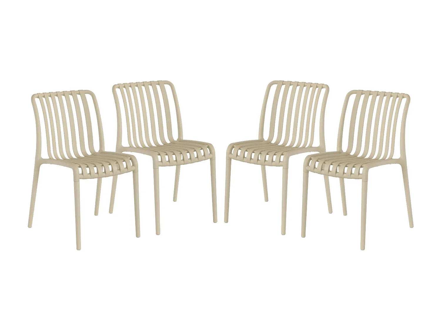 Silla de jardín de plástico, apilable, set de 4 beige