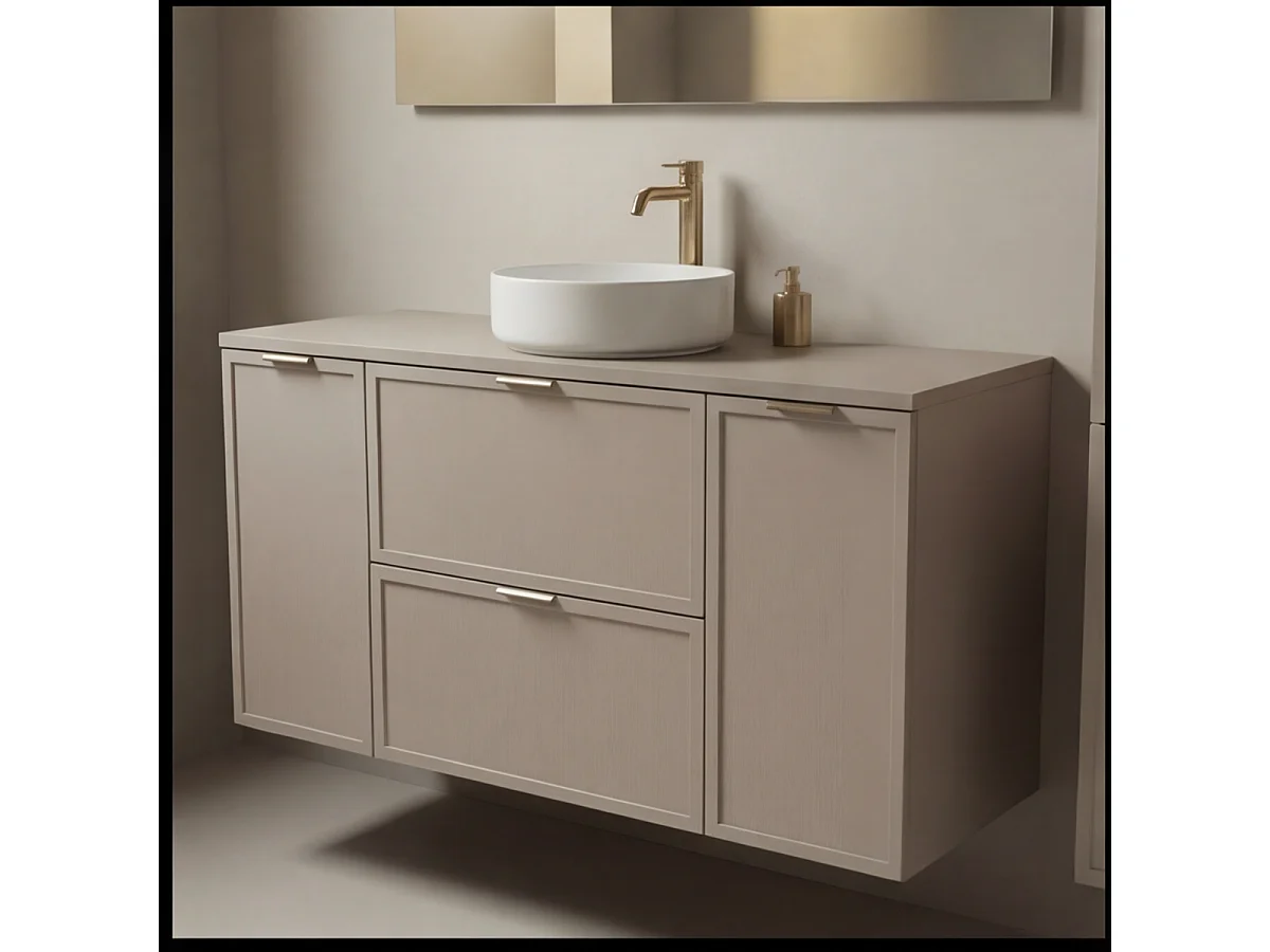 Armario de cachemira para lavabo con encimera de 120 cm 2D2S Frentes Marco Roma