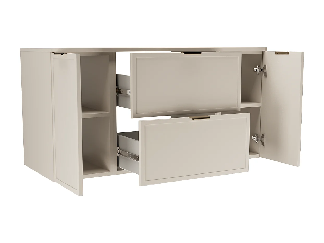 Armario de cachemira para lavabo con encimera de 120 cm 2D2S Frentes Marco Roma