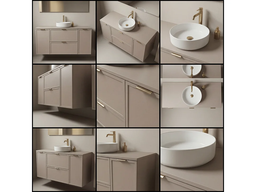 Armario de cachemira para lavabo con encimera de 120 cm 2D2S Frentes Marco Roma