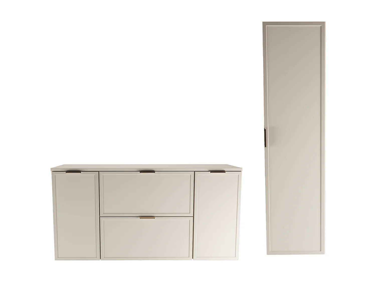 Set da bagno in cashmere 120 cm Mobile con piano 2D2S Colonna Frontali Cornice Roma