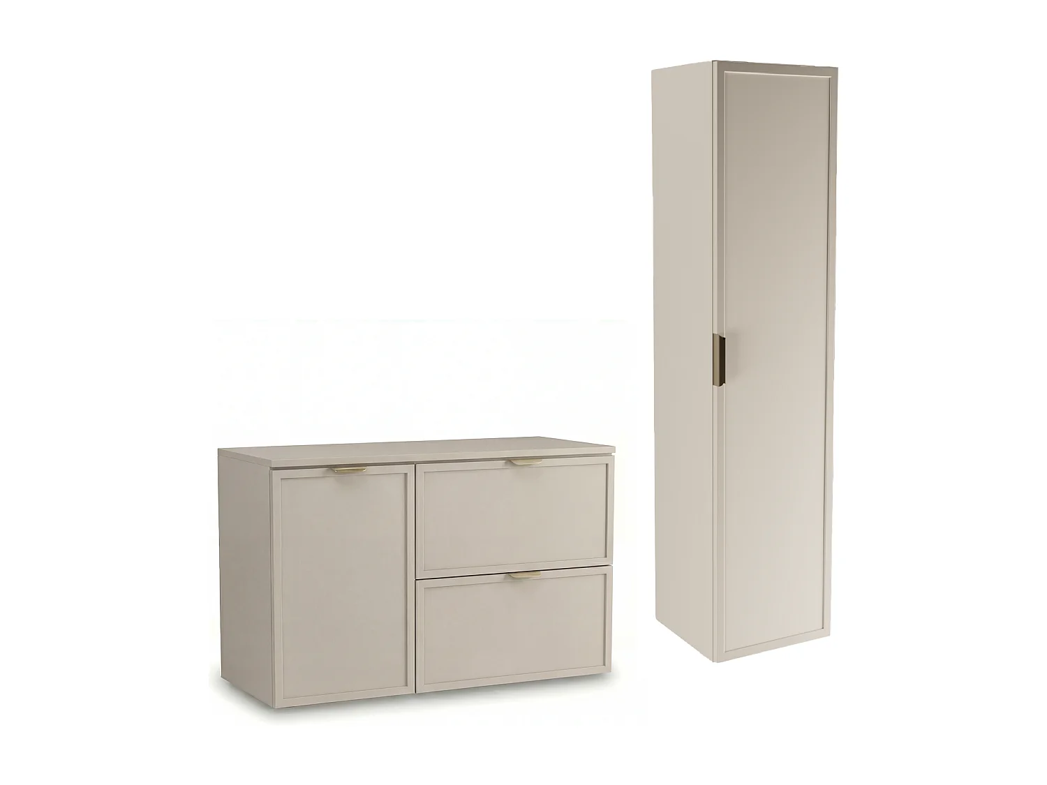 Set da bagno in cashmere 100 cm Mobile con cesto portabiancheria Colonna Frontali Cornice Roma