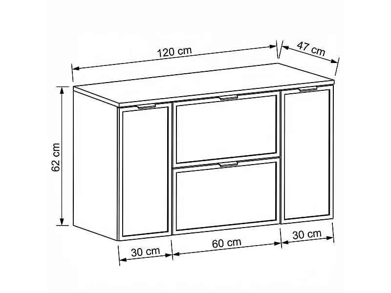 Mueble bajo lavabo con encimera 120 cm 2D2S Frentes Marco Roble Cremona / Cachemira Roma