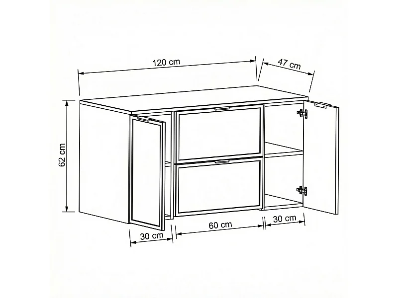 Mueble bajo lavabo con encimera 120 cm 2D2S Frentes Marco Roble Cremona / Cachemira Roma