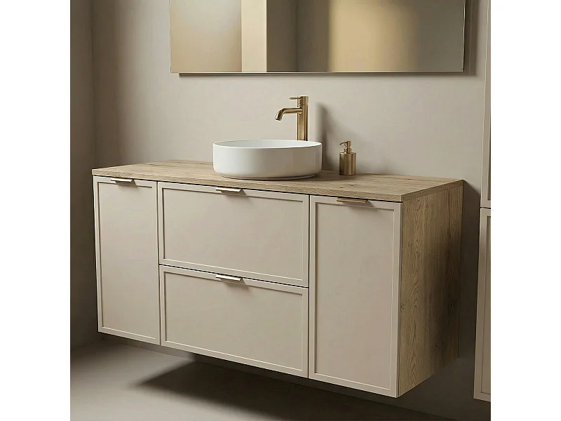 Mueble bajo lavabo con encimera 120 cm 2D2S Frentes Marco Roble Cremona / Cachemira Roma