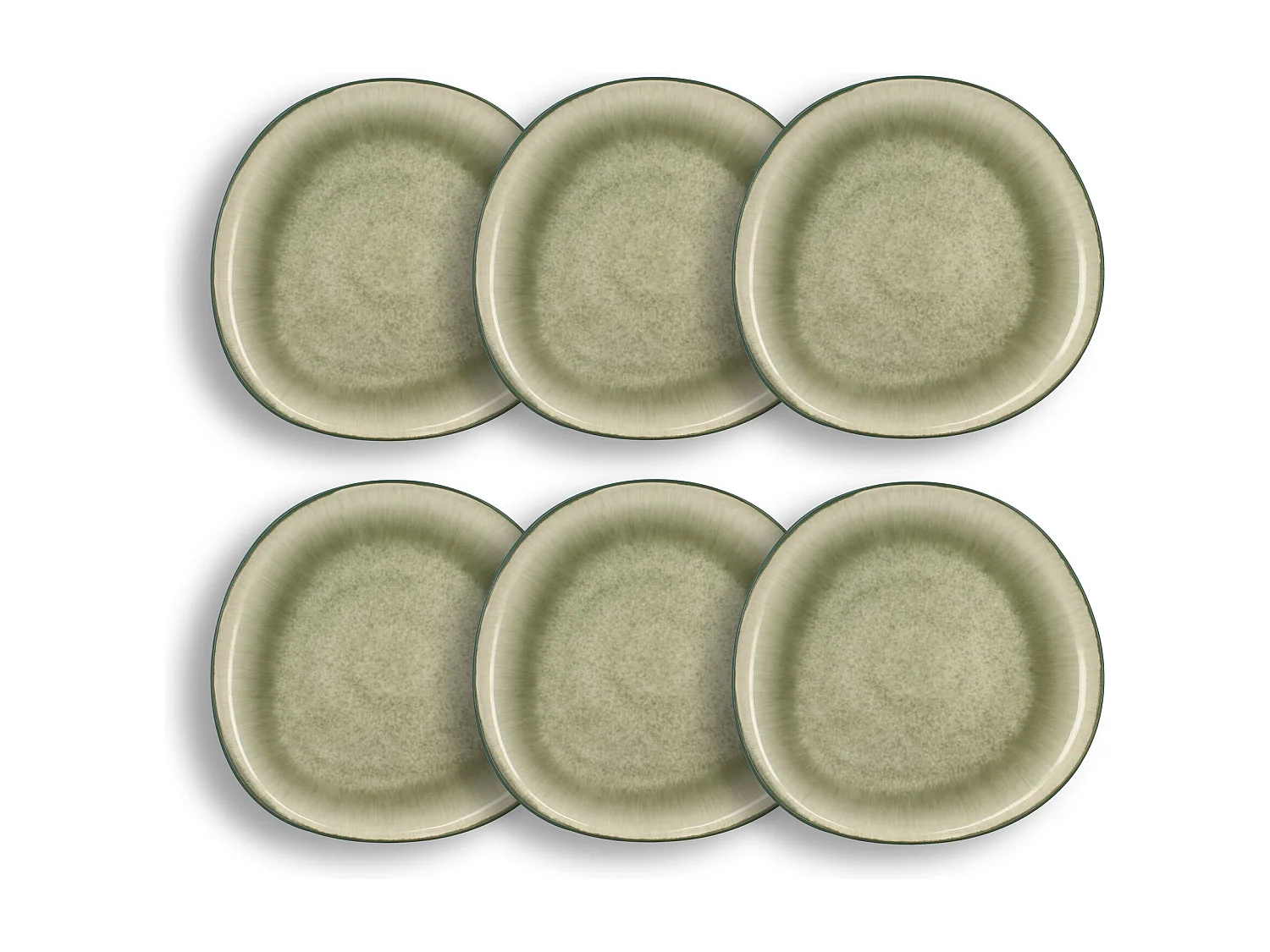 Ogo Living - Lot 6 Assiettes Plates Oli 27.5cm En Grès Vert
