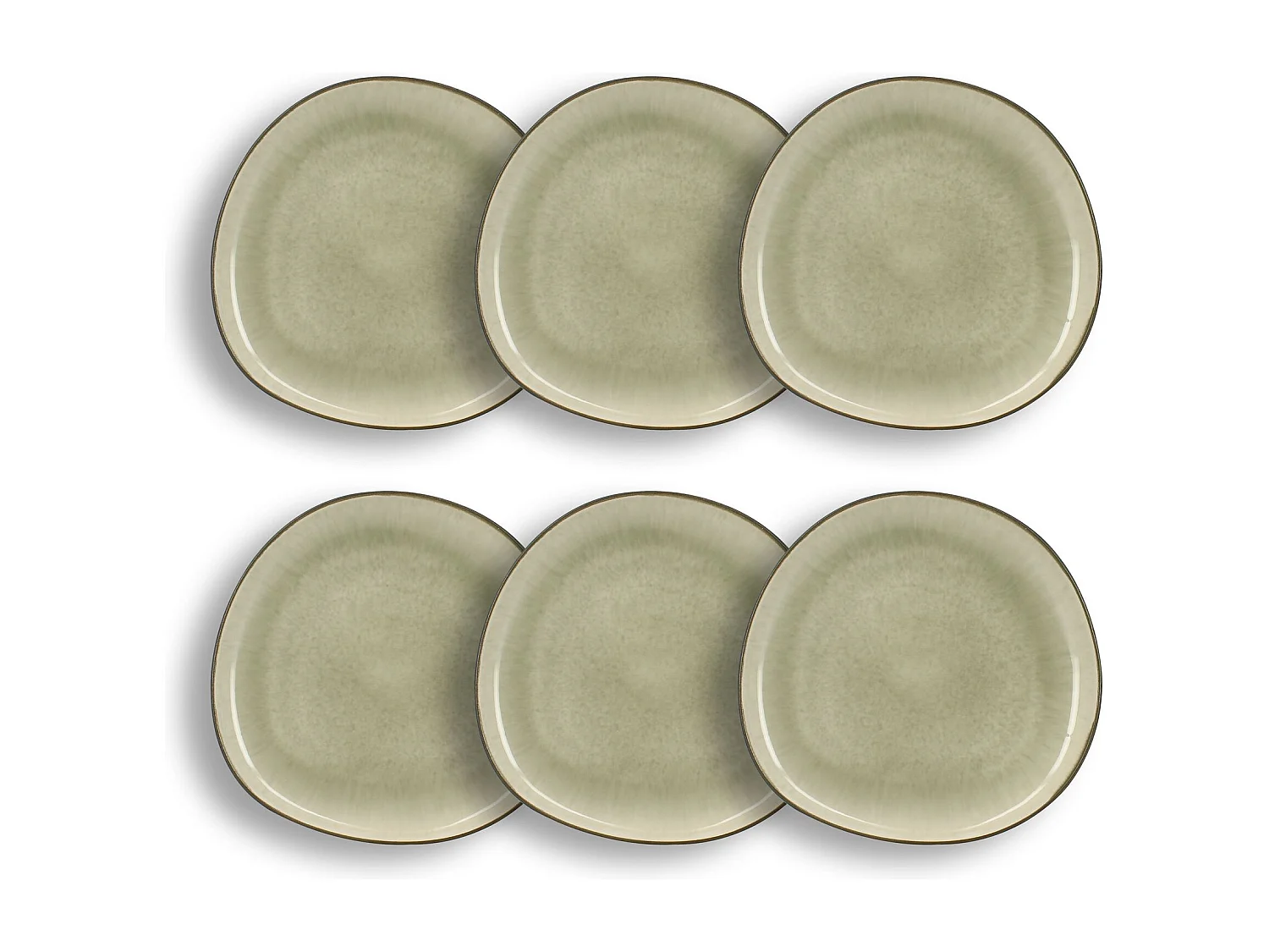 Ogo Living - Lot6 Assiettes à Dessert Oli 22cm En Grès Vert