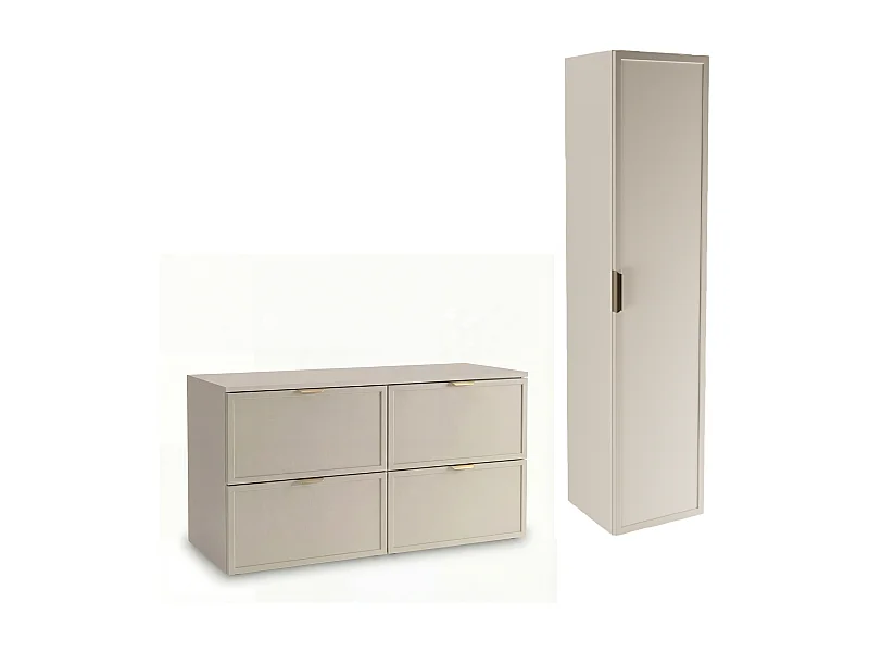 Set da bagno in cashmere 120 cm Mobile con piano Colonna Frontali Cornice Roma