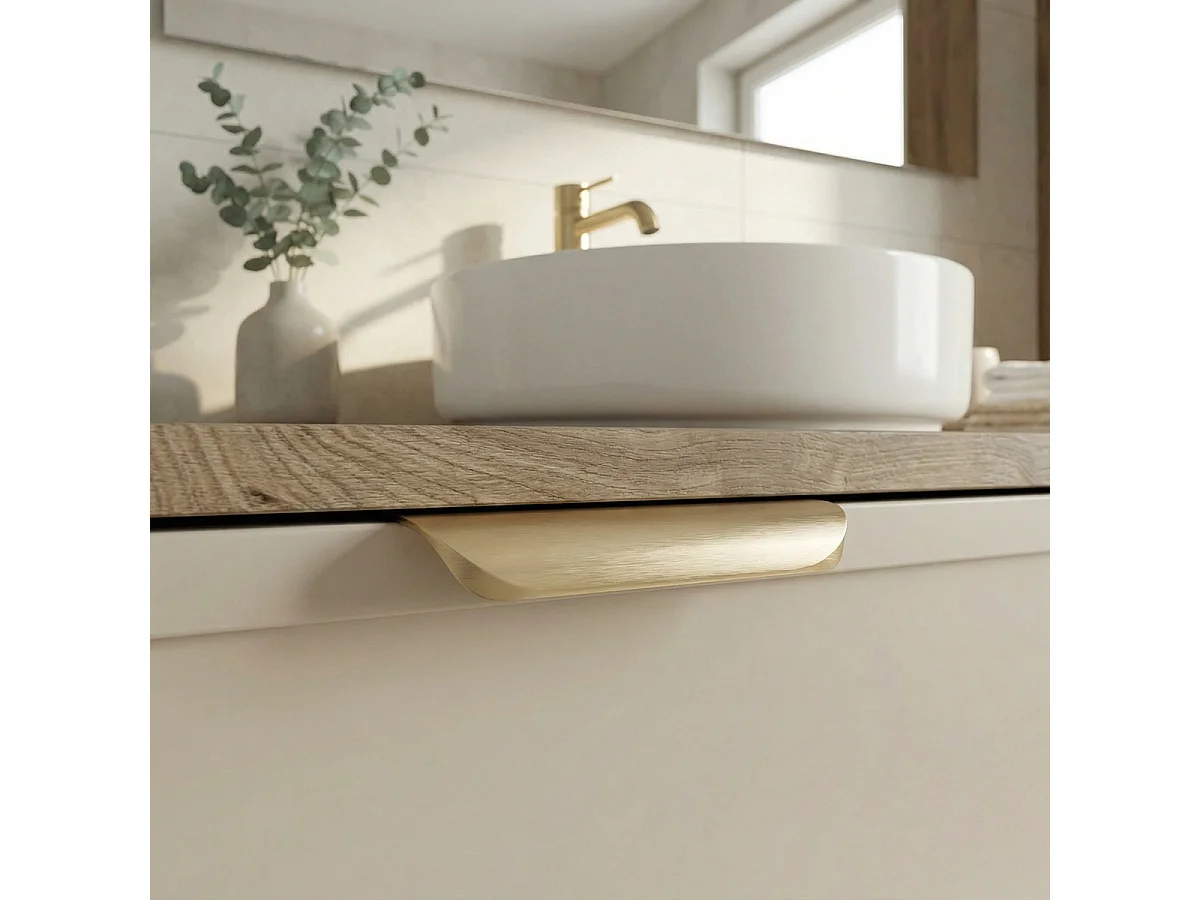 Set per bagno 120 cm Mobile con piano Colonna Frontali Cornice Rovere Cremona / Kashmir Roma