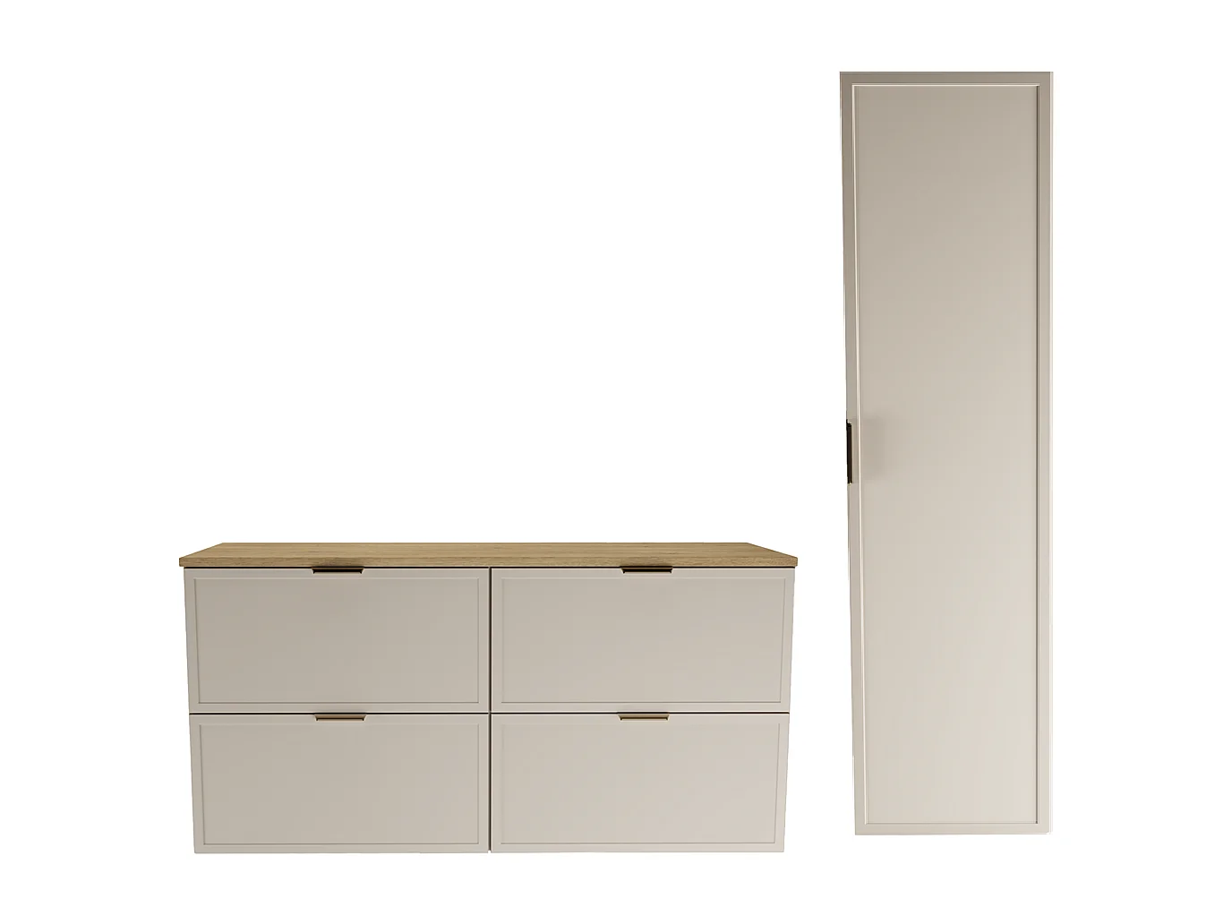 Set per bagno 120 cm Mobile con piano Colonna Frontali Cornice Rovere Cremona / Kashmir Roma