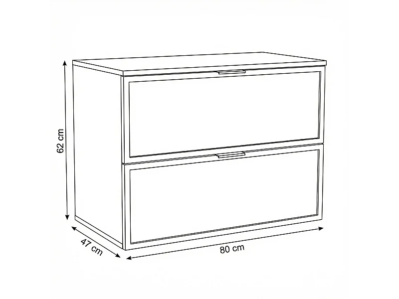 Armario de cachemira para lavabo con encimera de 80 cm. Frentes con marco Roma.