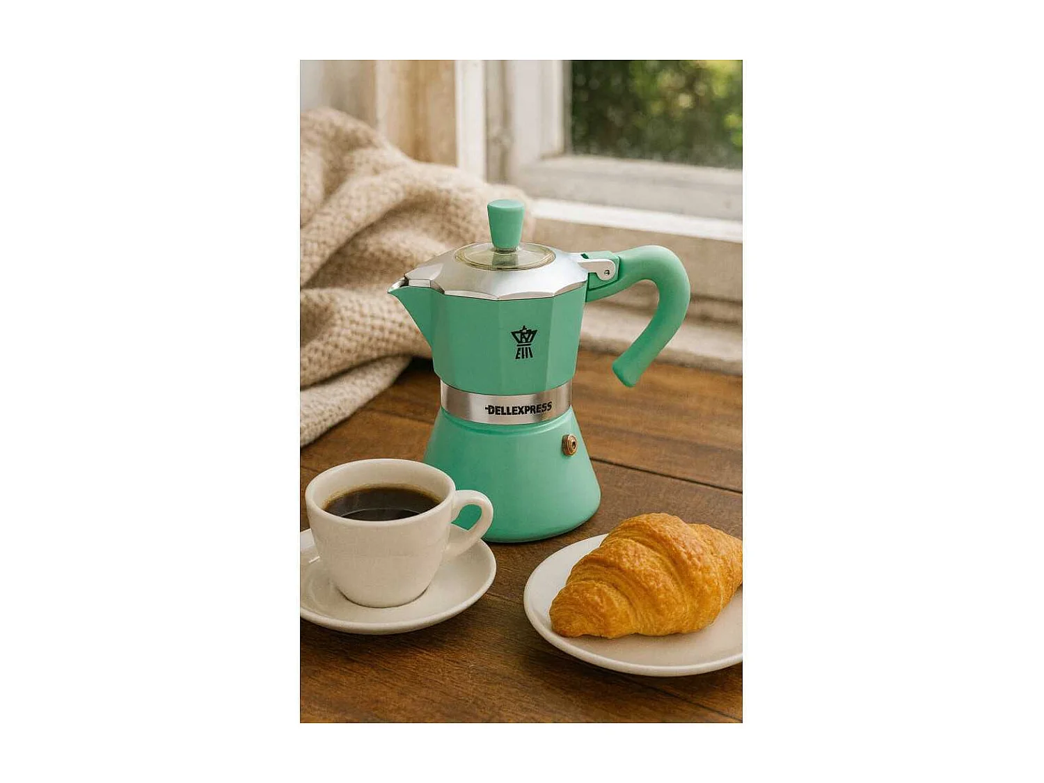 Włoski Ekspres do Kawy Pezzetti Bellexpress 6 Filiżanek Aluminium Turkusowy Do Wszystkich Rodzajów Kuchni W Tym Indukcji