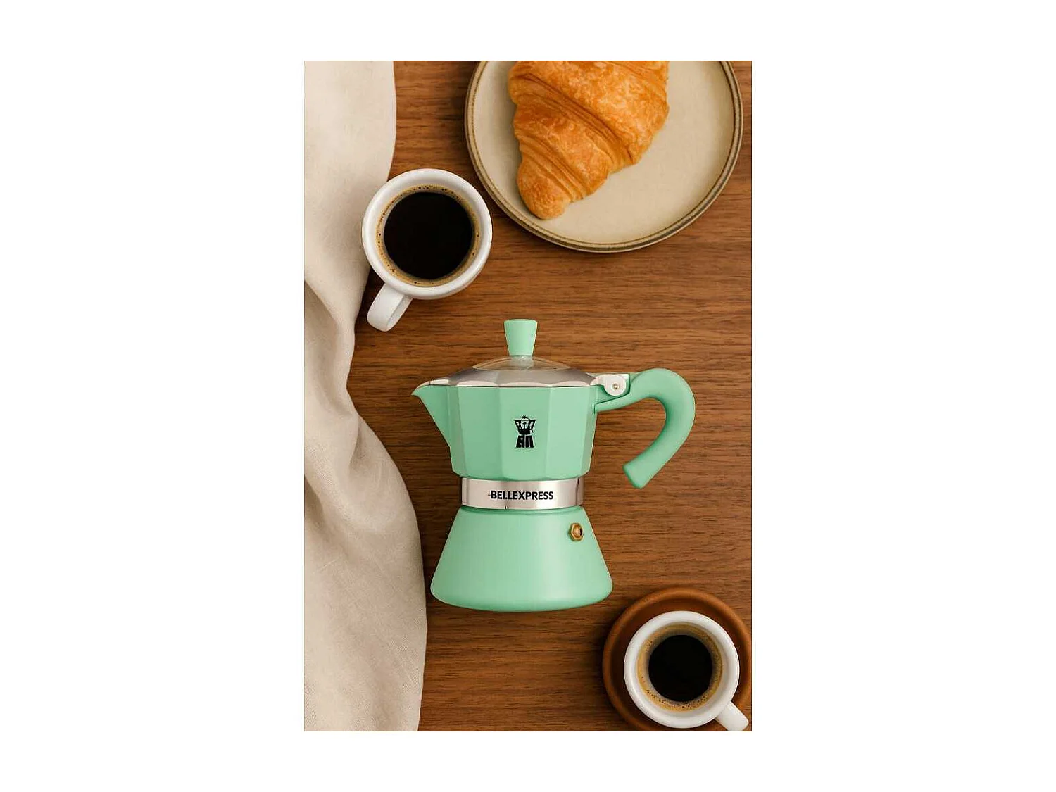 Włoski Ekspres do Kawy Pezzetti Bellexpress 6 Filiżanek Aluminium Turkusowy Do Wszystkich Rodzajów Kuchni W Tym Indukcji