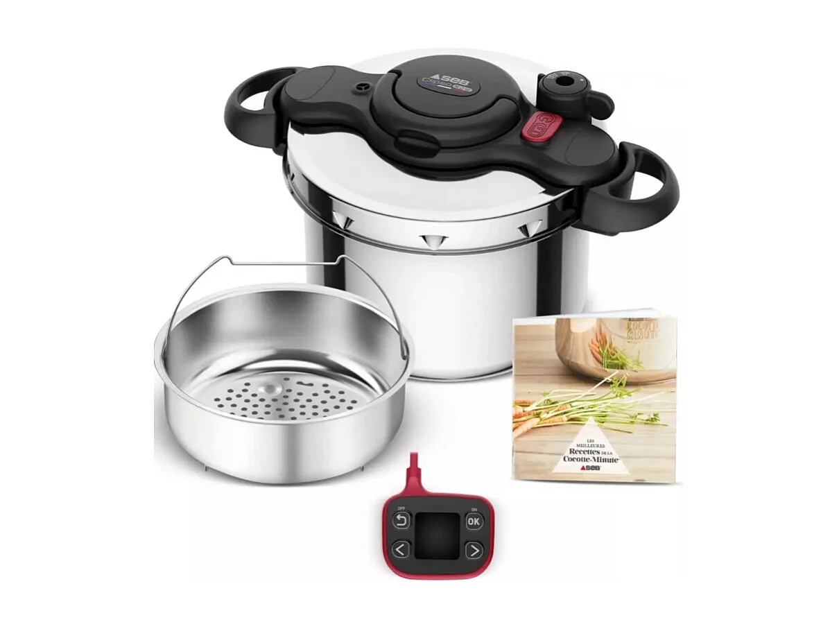 Seb Clipso Now Snelkookpan 6L RVS met Kookassistent en Slimme Timer, Inductiecompatibel