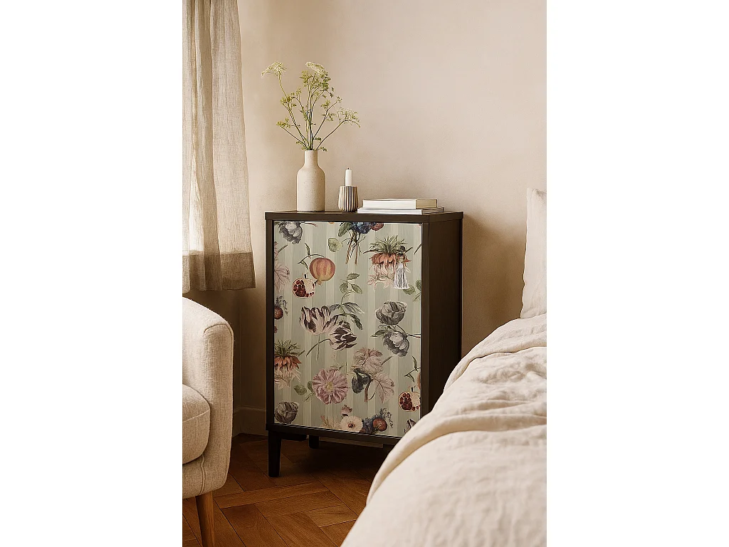 Table de chevet en MDF avec imprimé