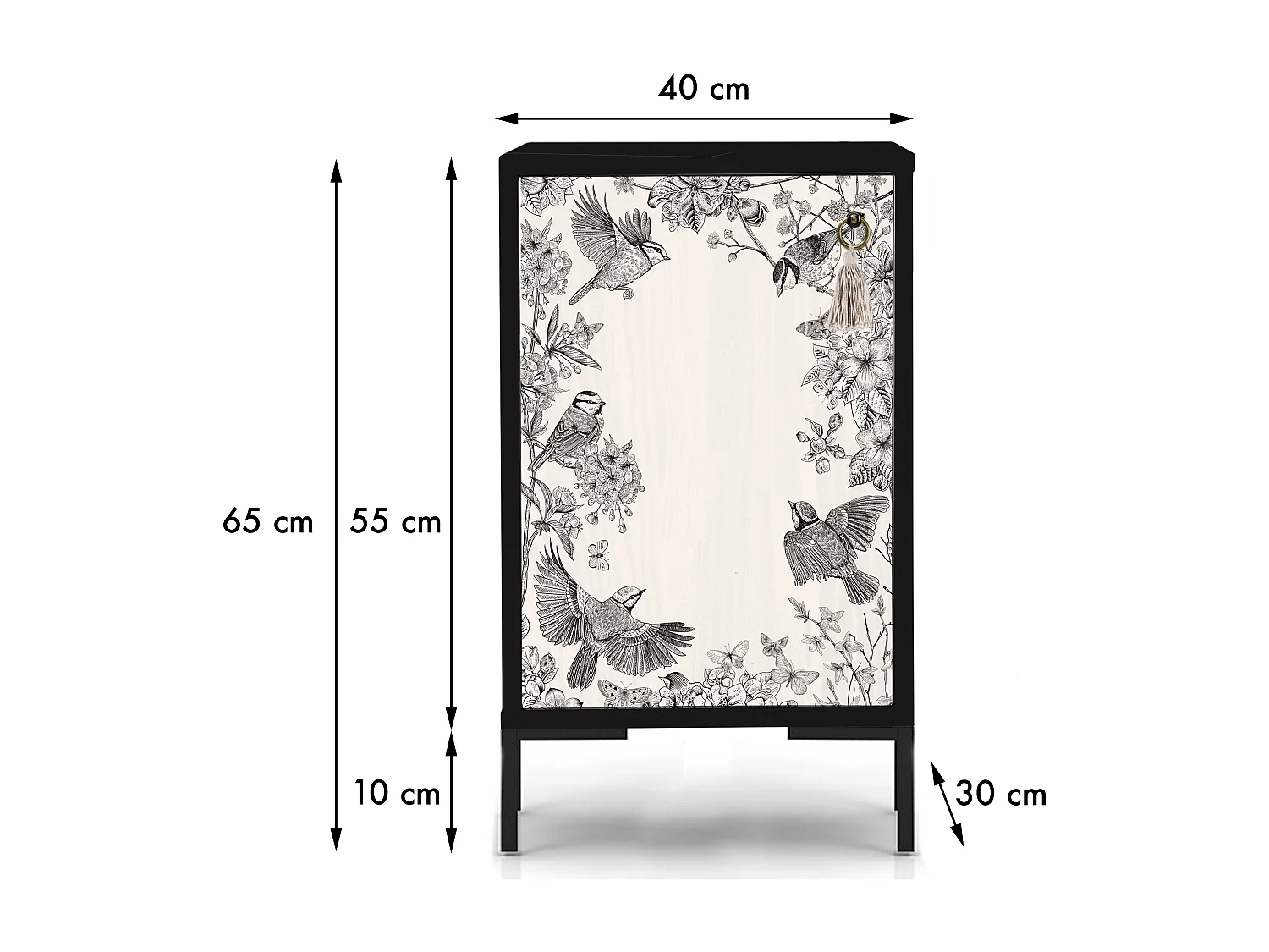 Table de chevet en MDF avec imprimé