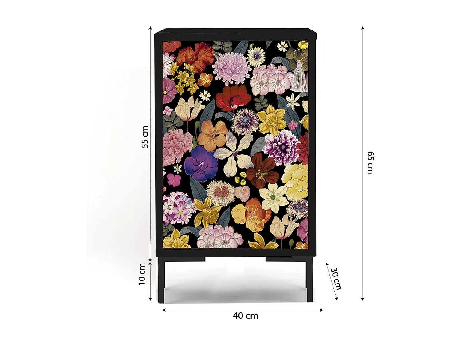 Table de chevet en MDF avec imprimé