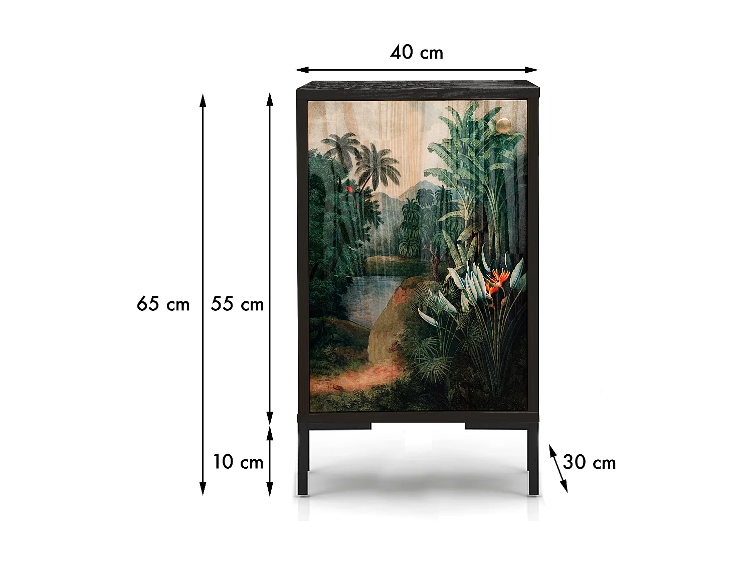 Table de chevet en MDF avec imprimé