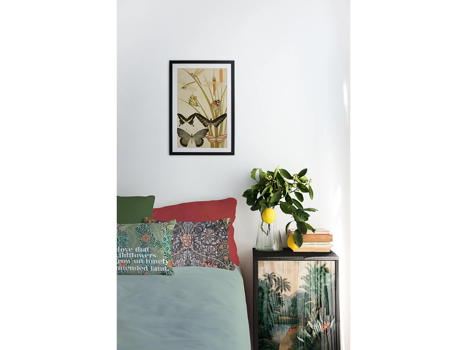 Table de chevet en MDF avec imprimé