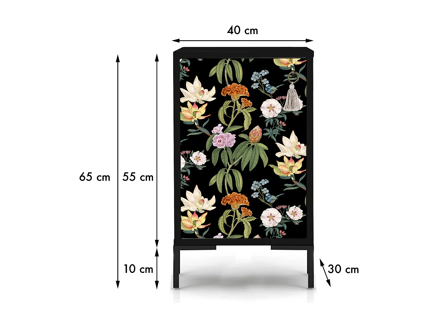 Table de chevet en MDF avec imprimé
