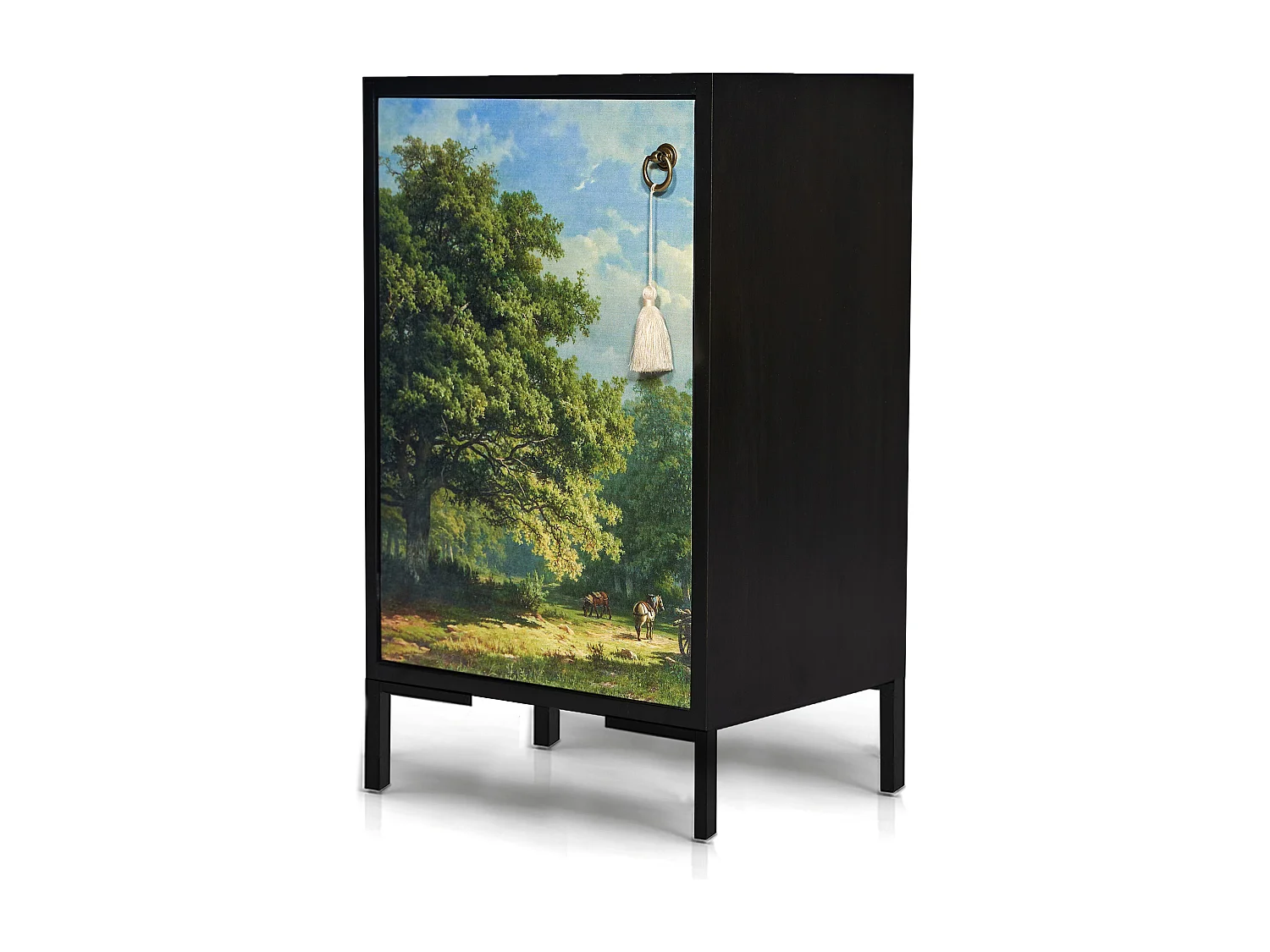 Table de chevet en MDF avec imprimé