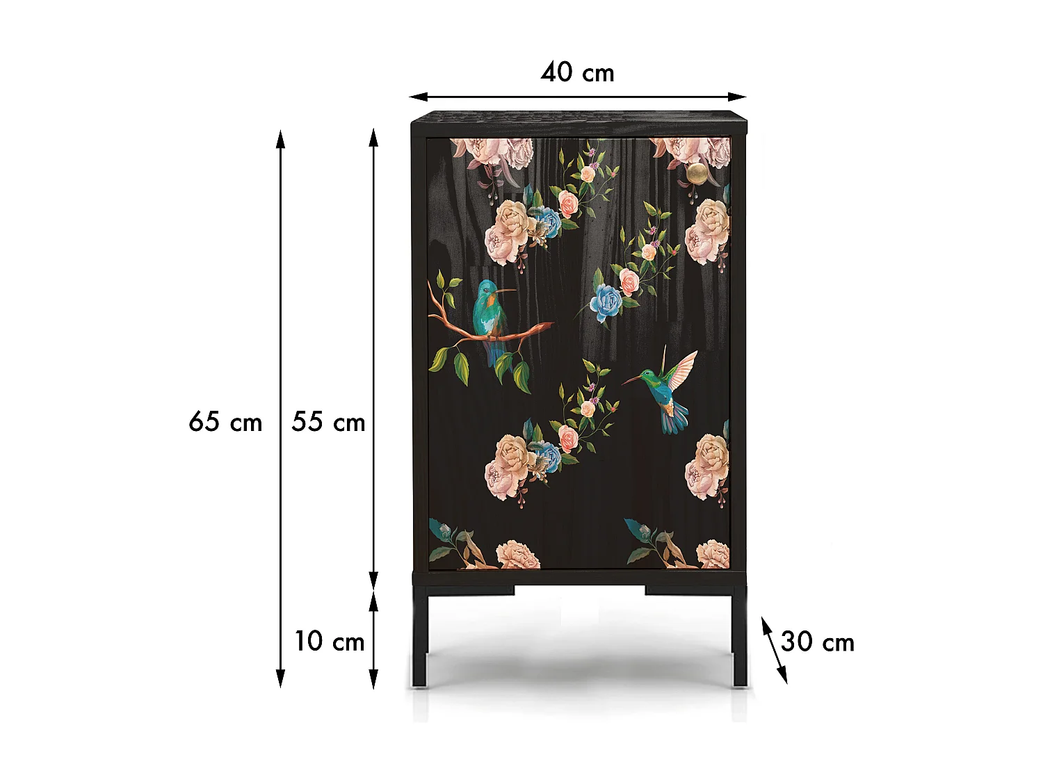 Table de chevet en MDF avec imprimé