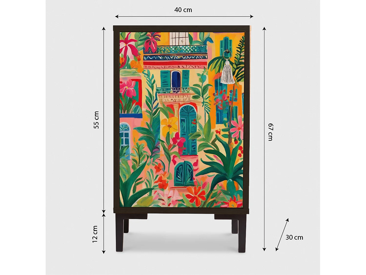 Table de chevet en MDF avec imprimé