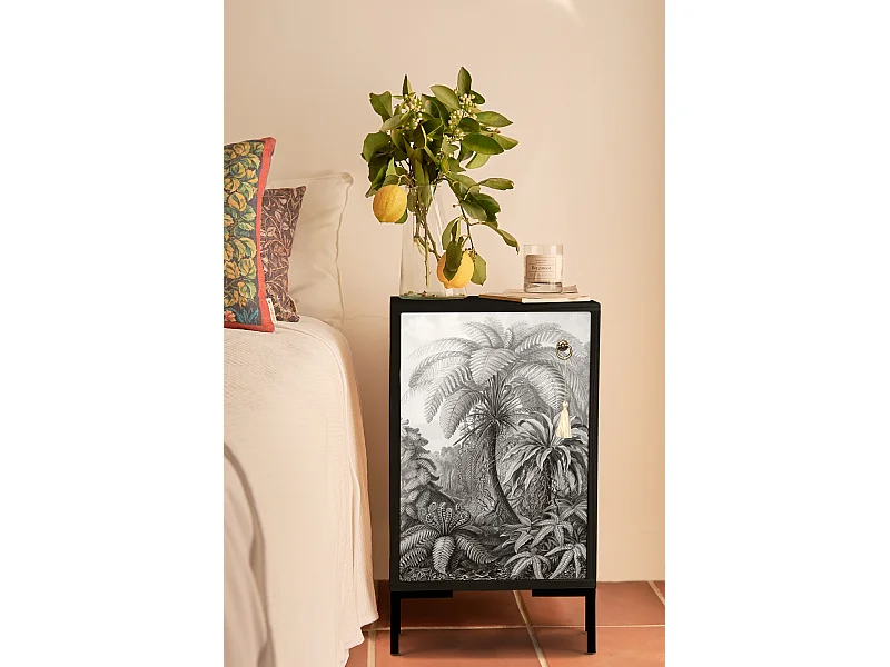 Table de chevet en MDF avec imprimé