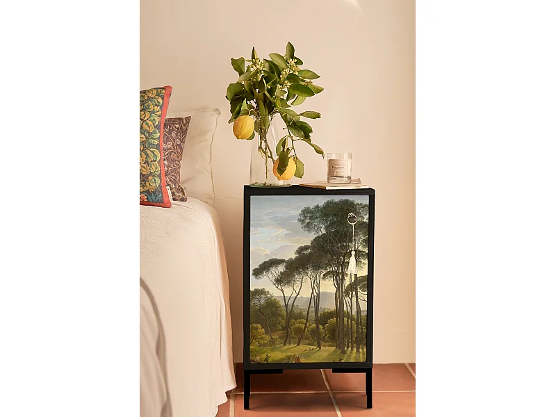 Table de chevet en MDF avec imprimé