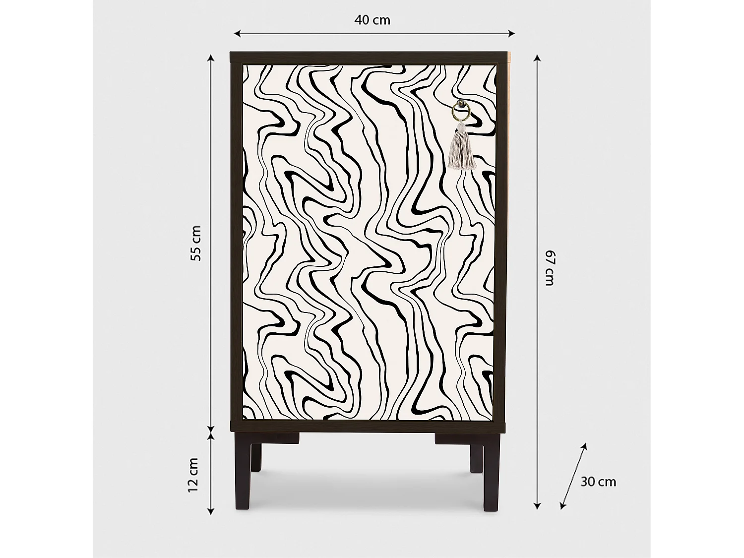 Table de chevet en MDF avec imprimé