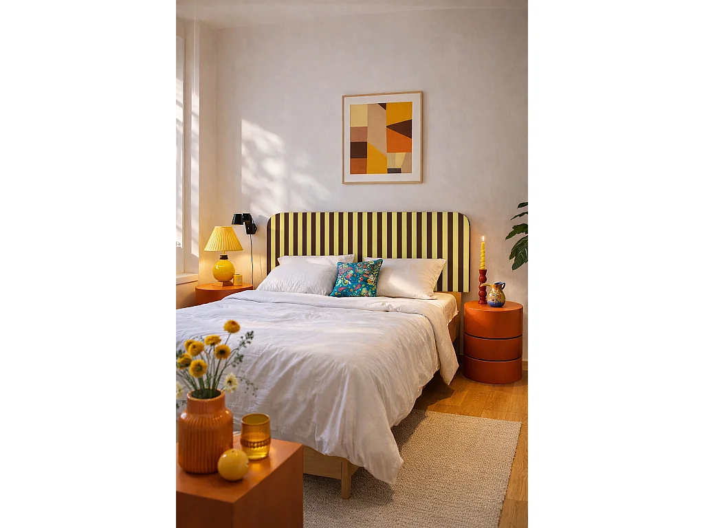 Tête de lit en velours à rayures 160x97cm EDDIE