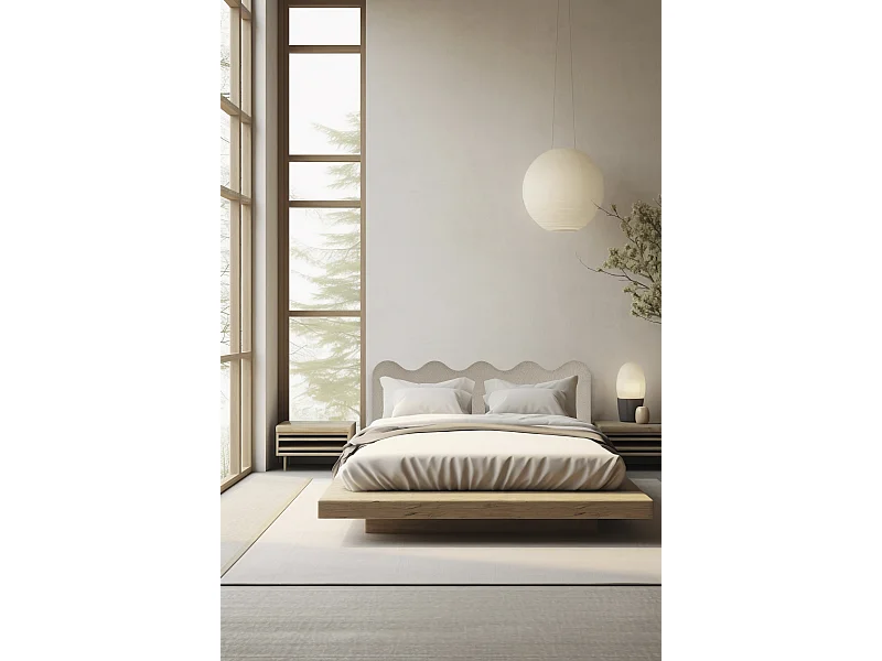 Cabecero tapizado forma ondulada tejido teddy 160x73,5cm