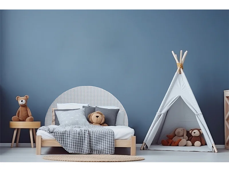 Cabecero tapizado infantil vichy turquesa MOON