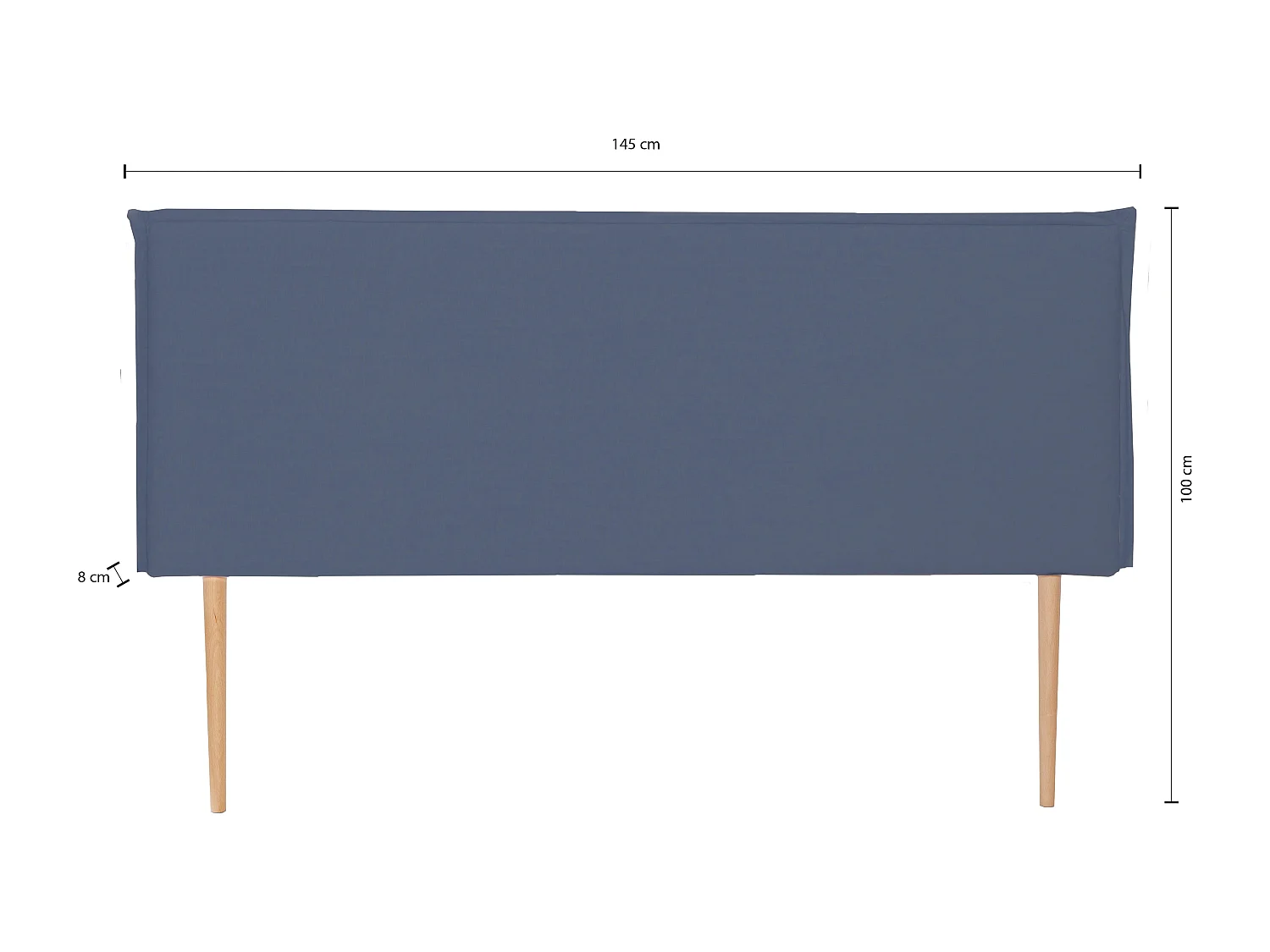 Cabecero tapizado de tela 100% lino azul 145x100 cm