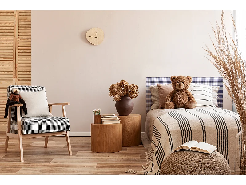 Kinderkopfteil mit blauem Vichy-Stoff bezogen, 110x52cm