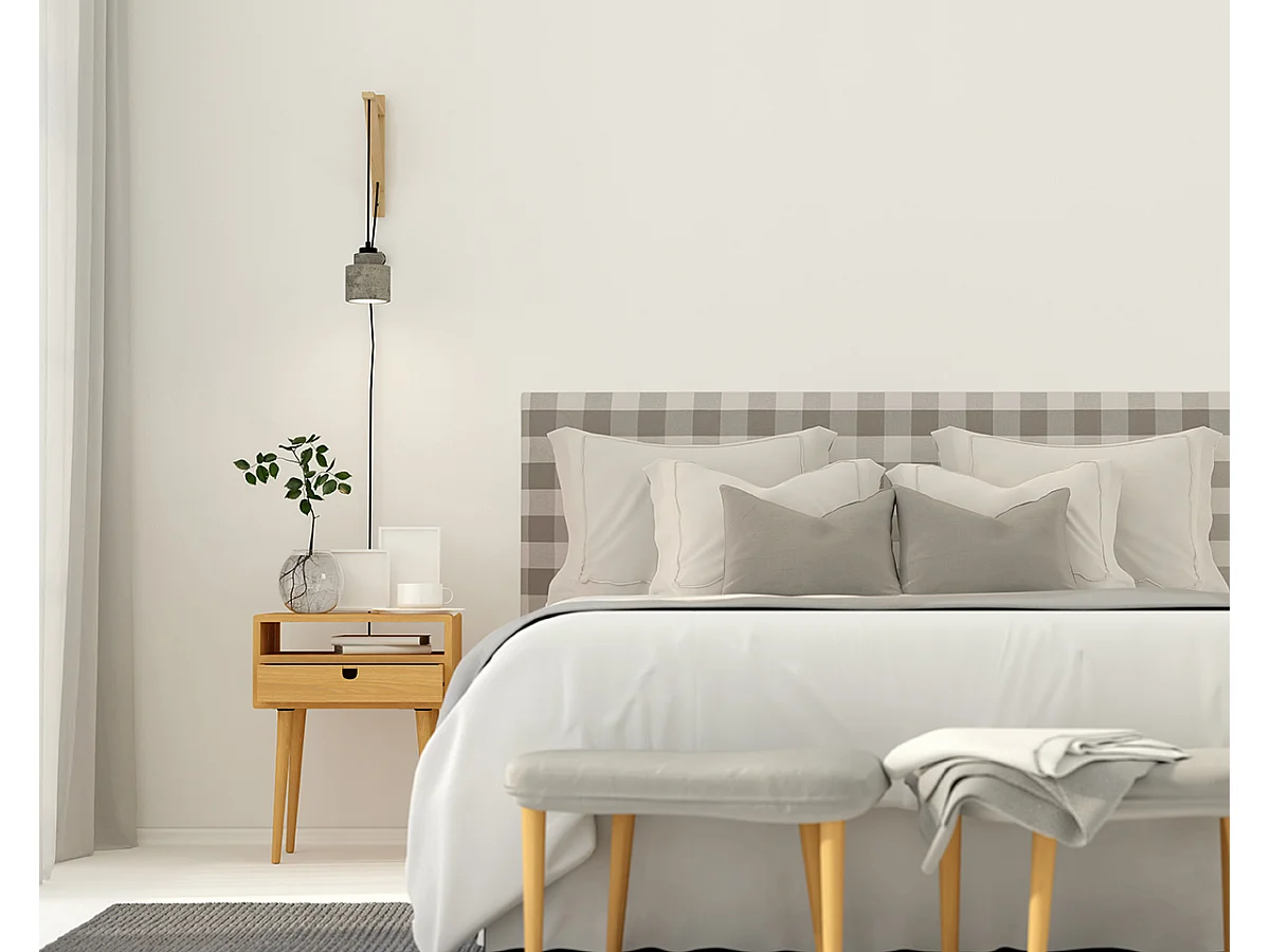 Tête de lit tapissée en vichy beige 165x52cm