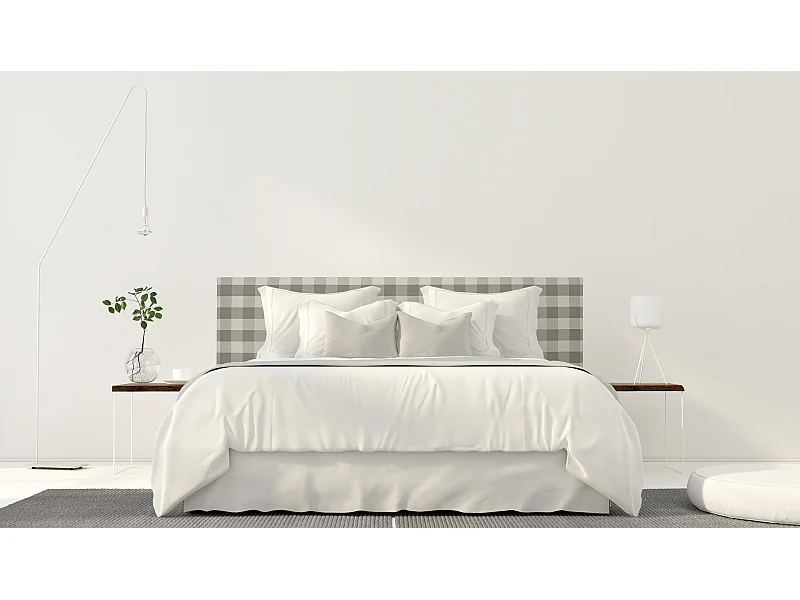 Cabecero tapizado tela vichy beis 165x52cm-HECHO EN ESPAÑA