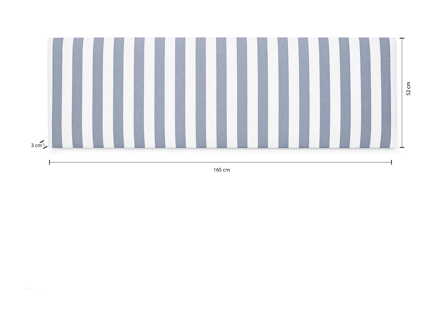 Cabecero tapizado de tela rayas azules 165x52cm