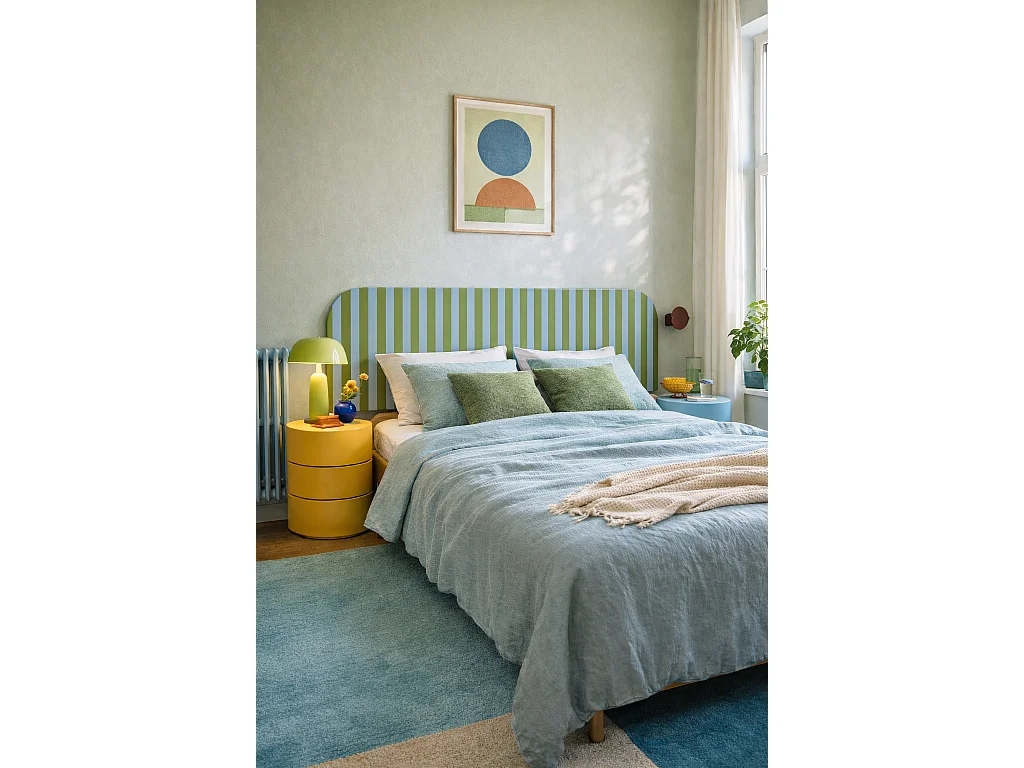 Tête de lit en velours à rayures 160x97cm EDDIE