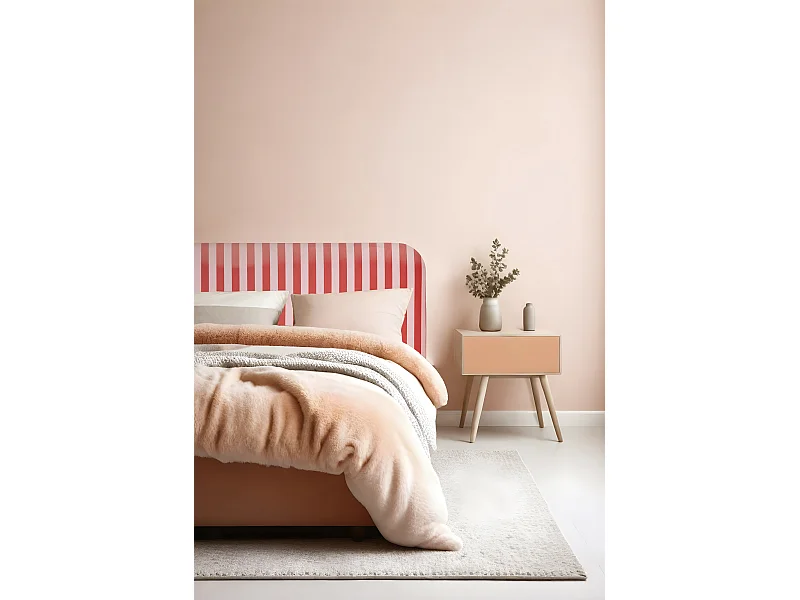 Tête de lit en velours à rayures rouges et roses 160x97cm