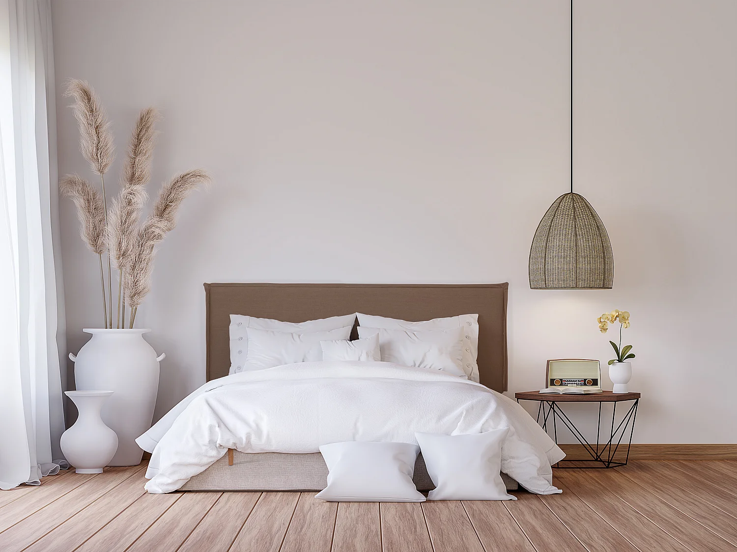 Cabecero tapizado de tela 100% lino marrón 160x100cm