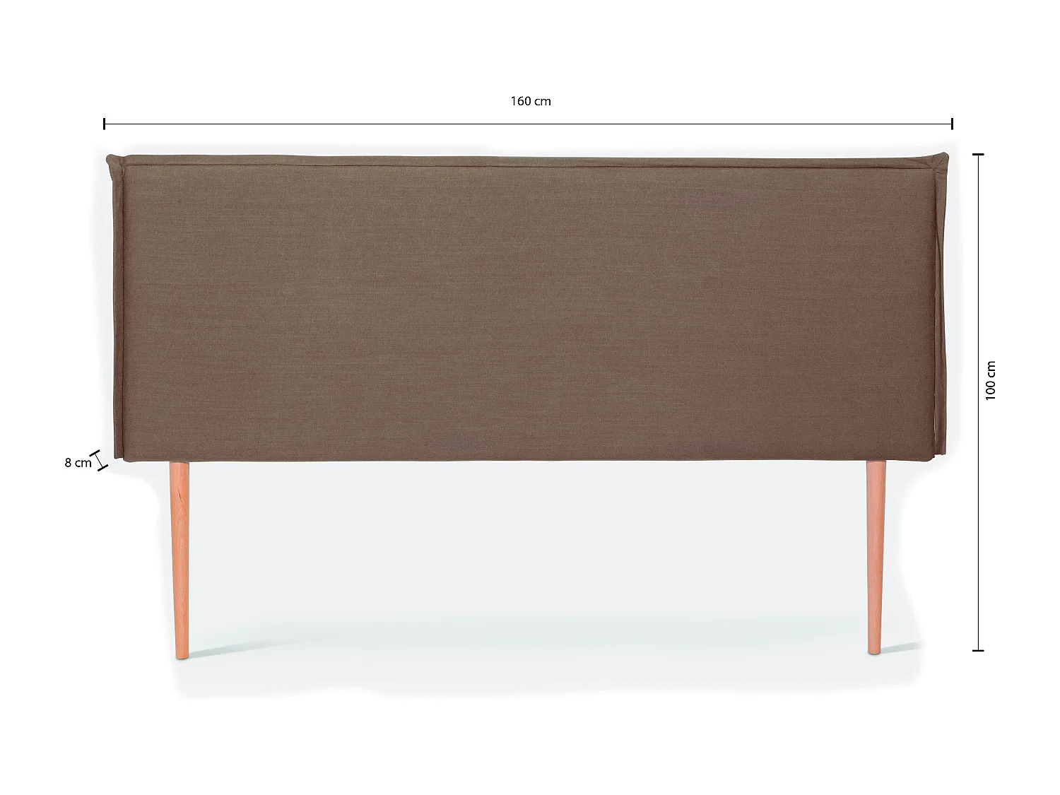 Cabecero tapizado de tela 100% lino marrón 160x100cm