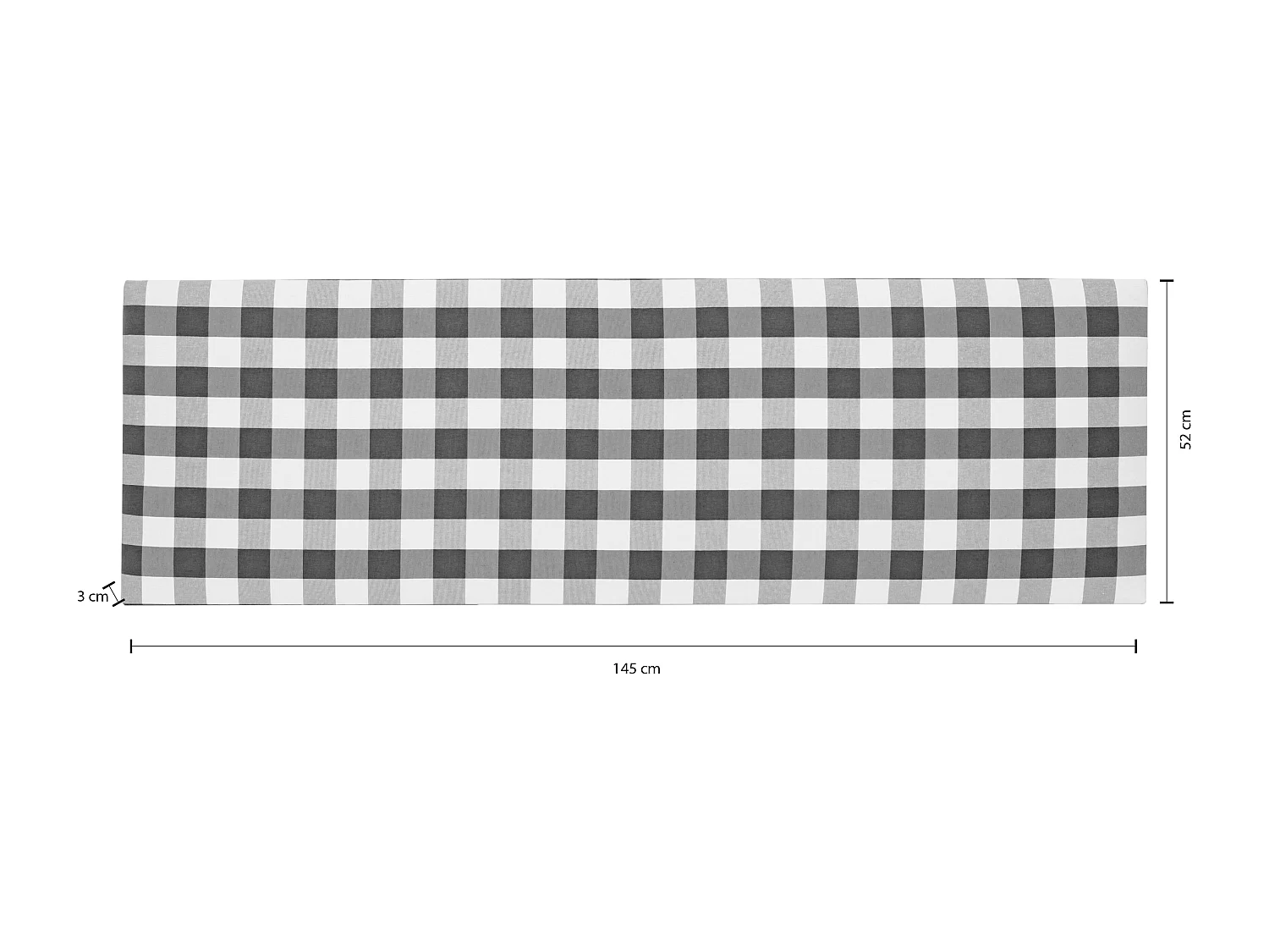 Tête de lit tapissée en vichy noir 145x52cm