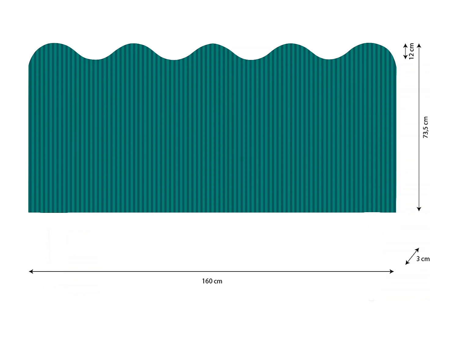 Cabecero tapizado forma ondulada 160x73,5cm HECHO EN ESPAÑA