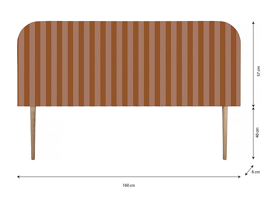 Tête de lit en velours à rayures 160x97cm EDDIE