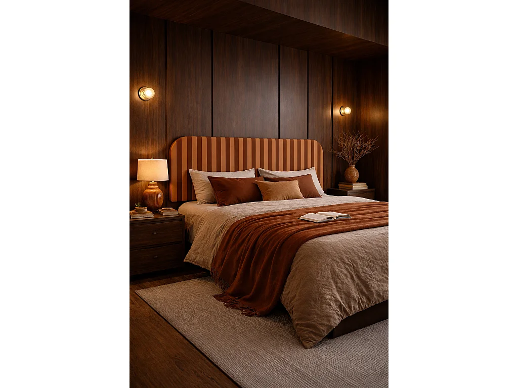 Tête de lit en velours à rayures 160x97cm EDDIE