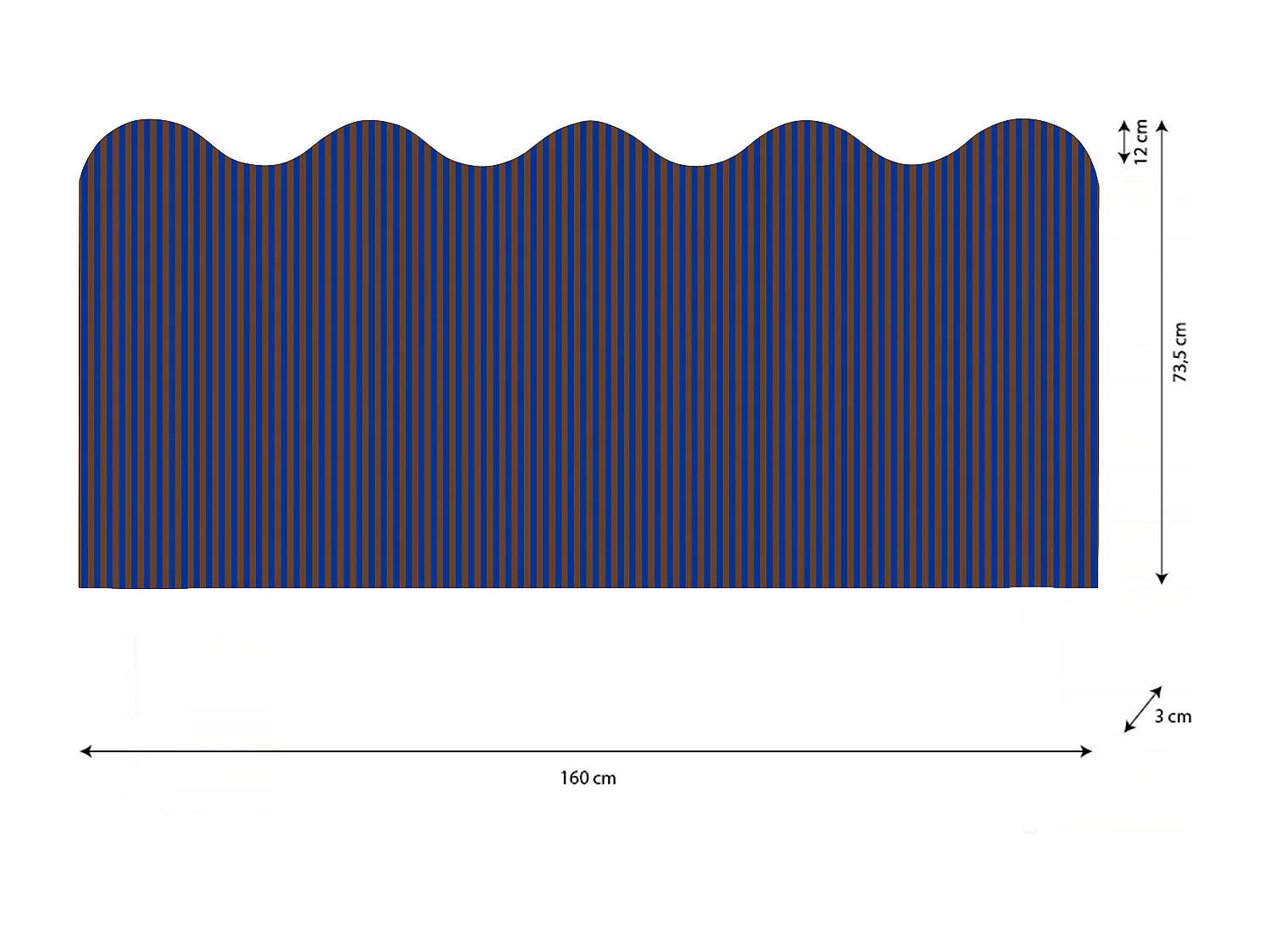 Kopfteil gewellt, 160x73,5cm
